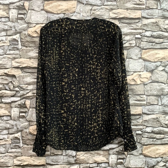 #51 Converse One Star Vintage Black Sheer Chiffon Blouse Shirt Top Vintage Large - Picture 4 of 5